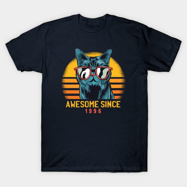 Retro Cool Cat Awesome Since 1996 // Awesome Cattitude Cat Lover T-Shirt by Now Boarding